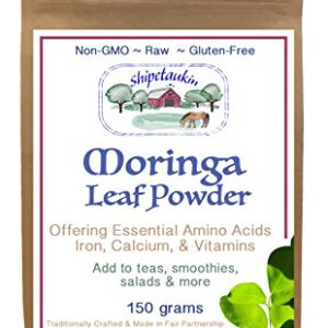 Shipetaukin Fair Trade Non-GMO Gluten-Free Pure Raw Moringa Leaf Powder, 150 Grams