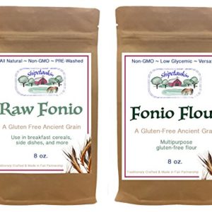 Shipetaukin Gluten Free Raw Fonio Grain and Fonio Flour Sampler Bundle, 8 Ounces